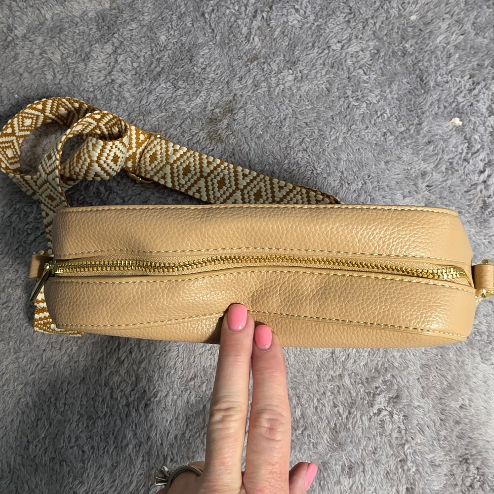 Katie Loxton Crossbody Bag Pebbled Vegan Leather Tribal Geometric Woven Strap - Picture 8 of 14